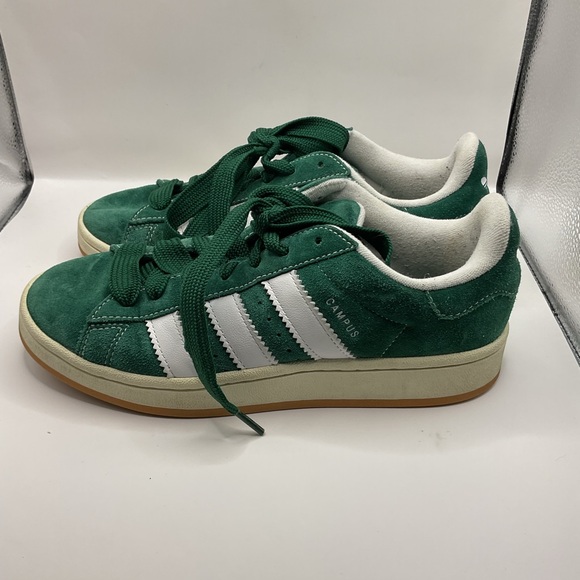 Adidas Campus Unisex 00s Sneakers Dark Green & White Suede Upper Size 7 Lace  Up